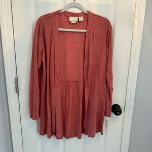 Cynthia Rowley Long Sleeve Linen Open Front Cardigan Orange Size Small